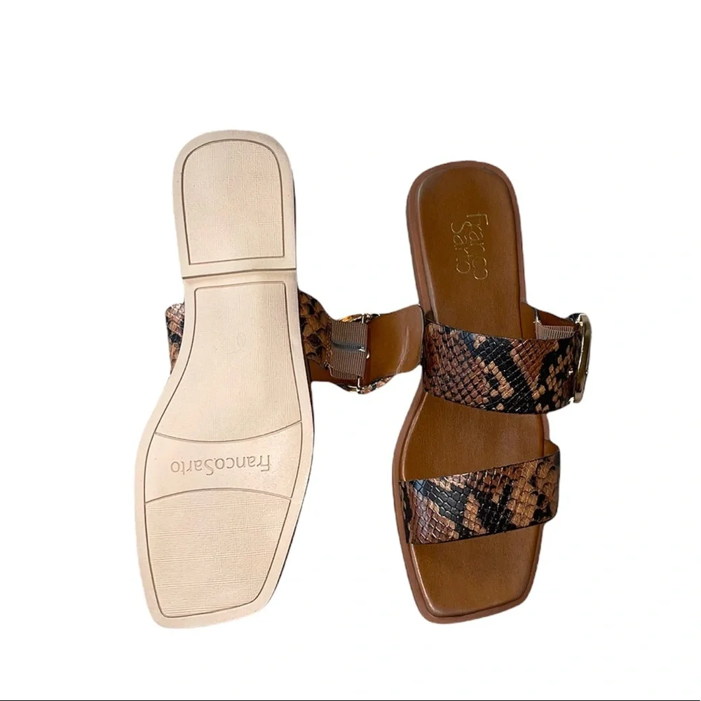 NEW Franco Sarto Merris Slip On Sandals Snake Print Leather